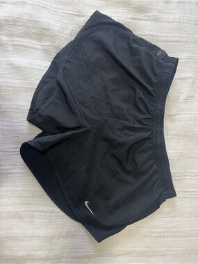 Nike Black Athletic Split-Shorts with White Swoosh